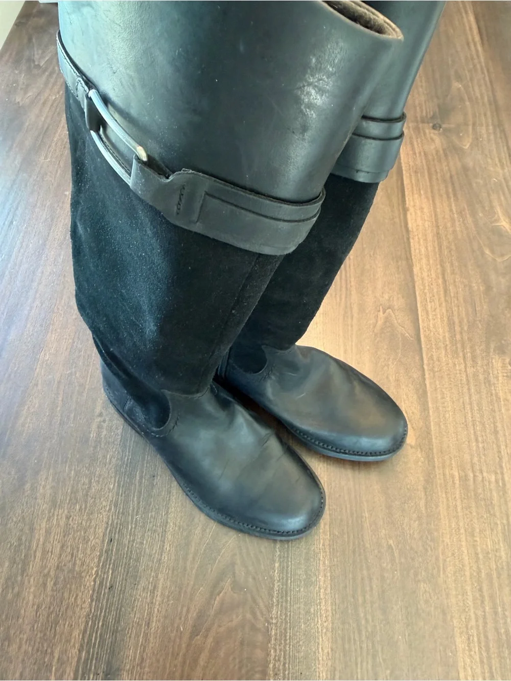 Clarks Black Leather & Suede Knee High Boots